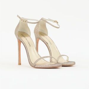 Stuart Weitzman • Nudist Sparkle Gold Heels